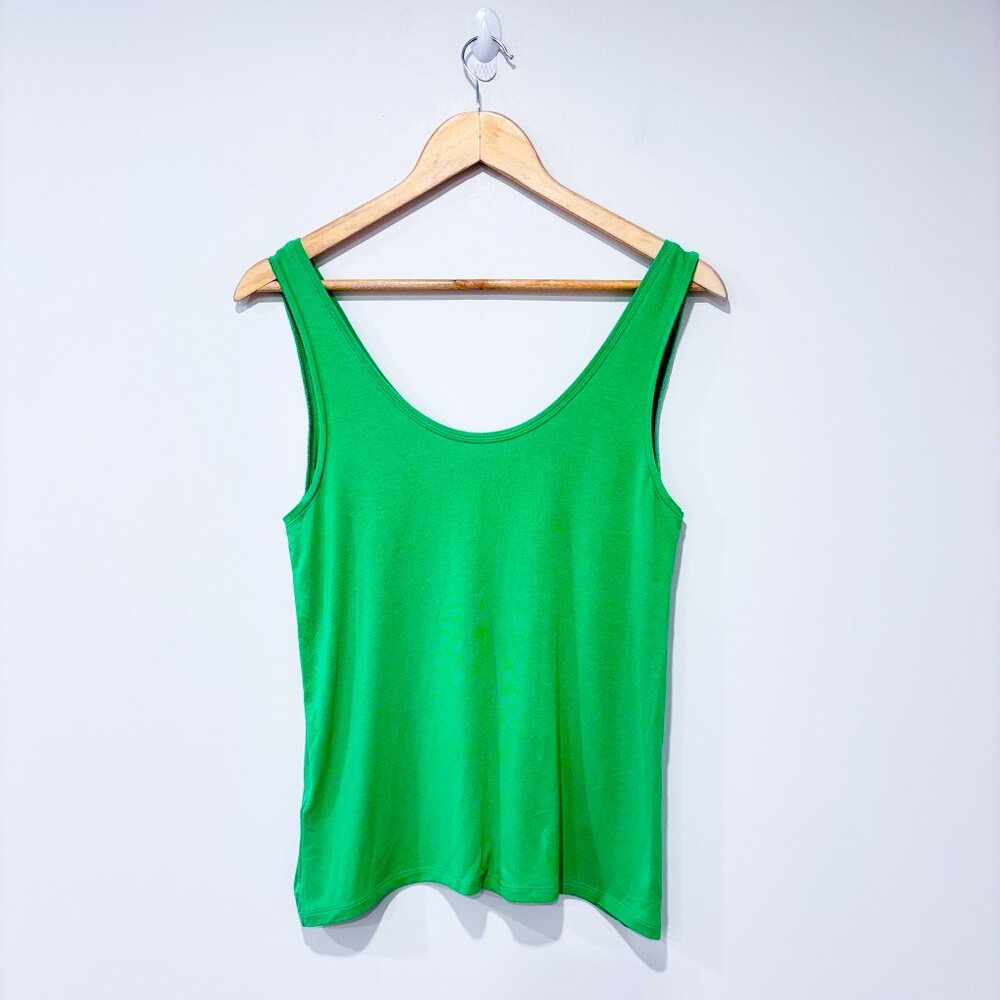 MANGO Bright green viscose camisole |‎ Small stretchy summer basic top | Small *